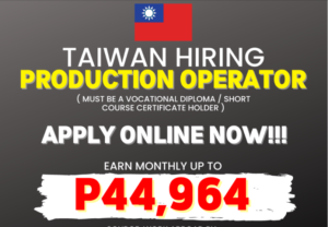 Taiwan Hiring Production Operator 2022